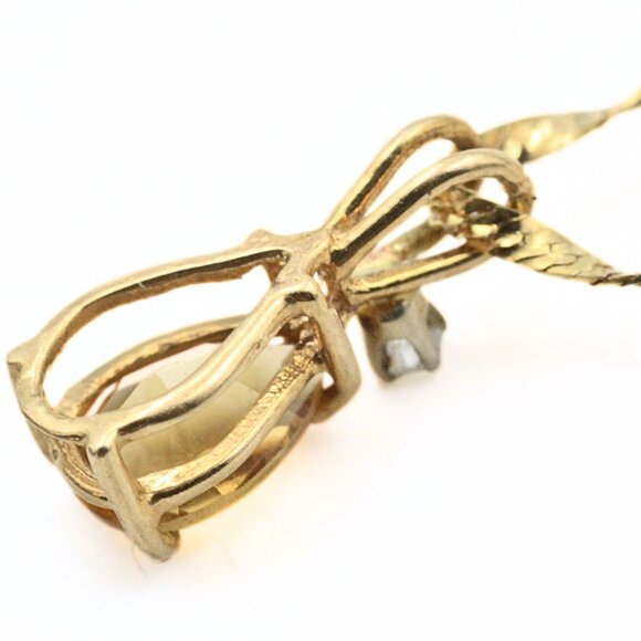 Opulent Dainty 14K Gold Citrine Tear Drop Shaped Twisted Rope Chain Necklace - Picture 2 of 10